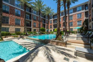 One Bedroom Apartments for Rent in Houston, TX - Pool with Lounges & Trees 